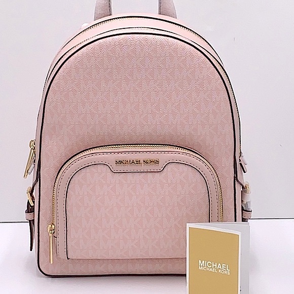 MICHAEL KORS JAYCEE MEDIUM BACKPACK LIGHT POWDER BLUSH SIGNATURE COLOR - Picture 2 of 16
